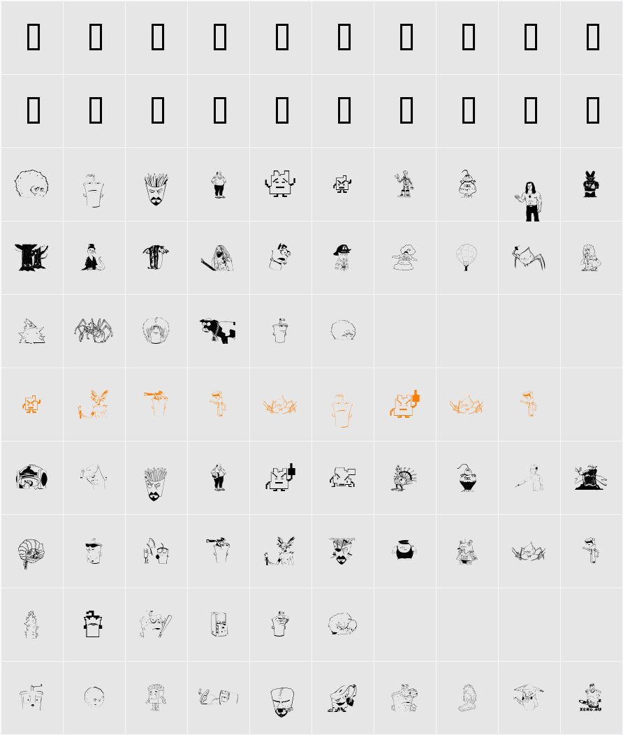 aqua teen hunger font Character Map