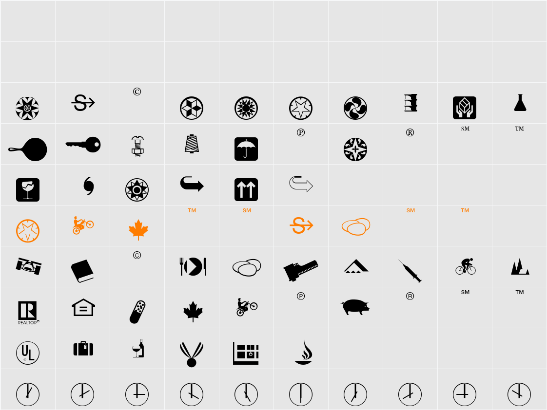 PIXymbolsDingbats Character Map
