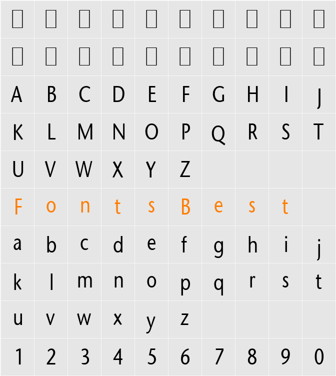 Optimist-Condensed Character Map