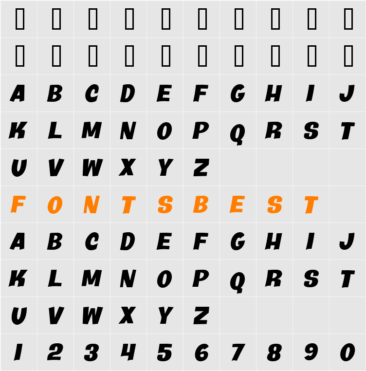 Java Kick BTN Character Map