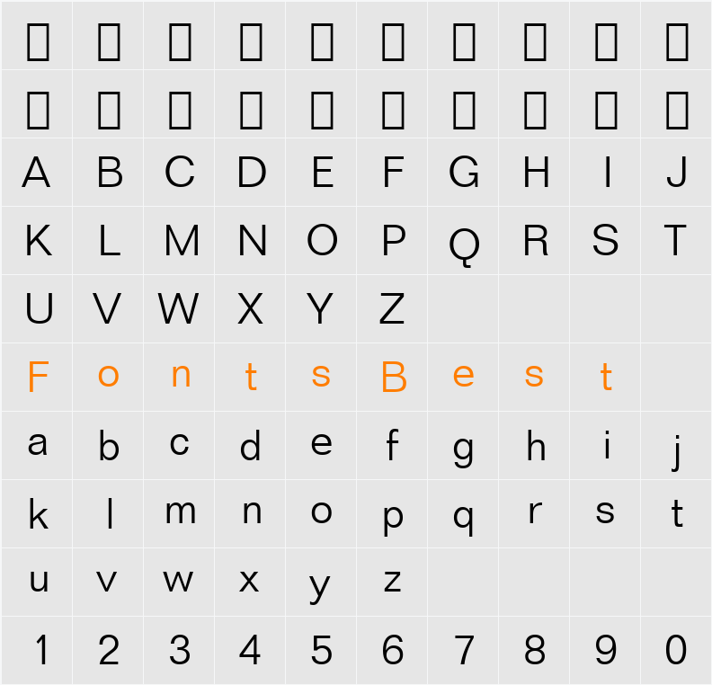 Folio Lt BT Character Map