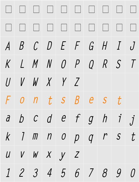 Lechter Condensed Character Map