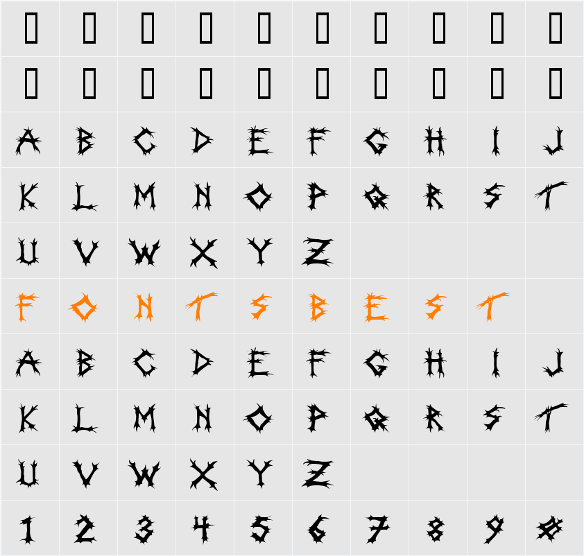 Incantation Character Map
