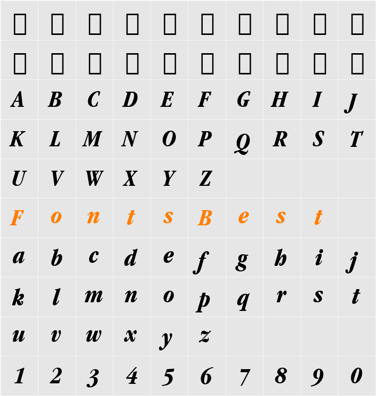 GarmdITC BkCn BT Character Map