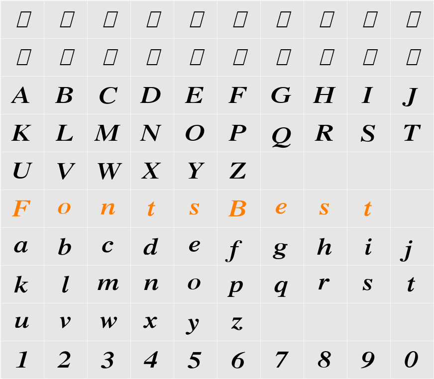 Xerox Serif Wide Character Map