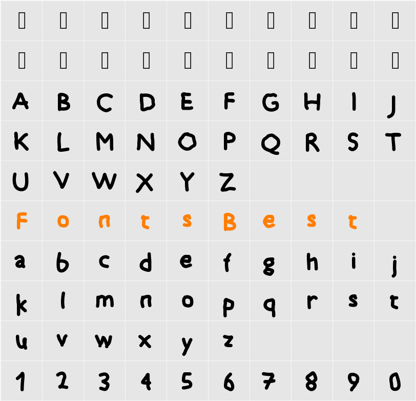 TimKid Character Map