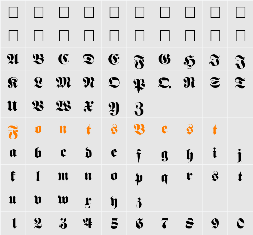FrakturFett Character Map