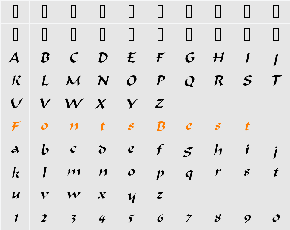 Marlin Thin Character Map