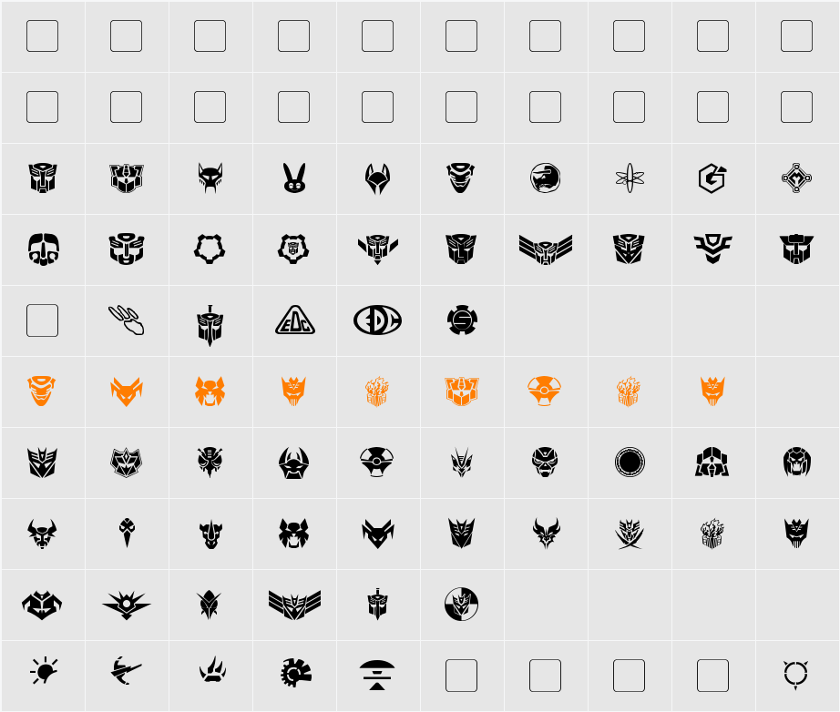 Transdings Character Map