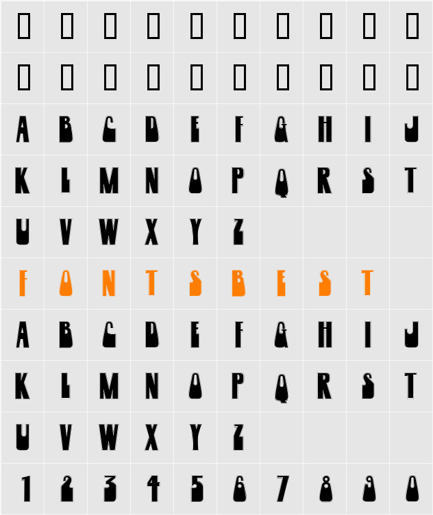 WoogieDisplayOutlineCapsSSK Character Map