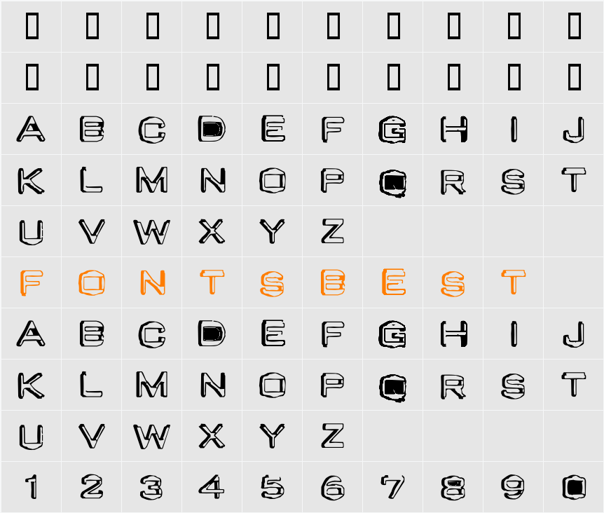 Valu Old Caps Character Map