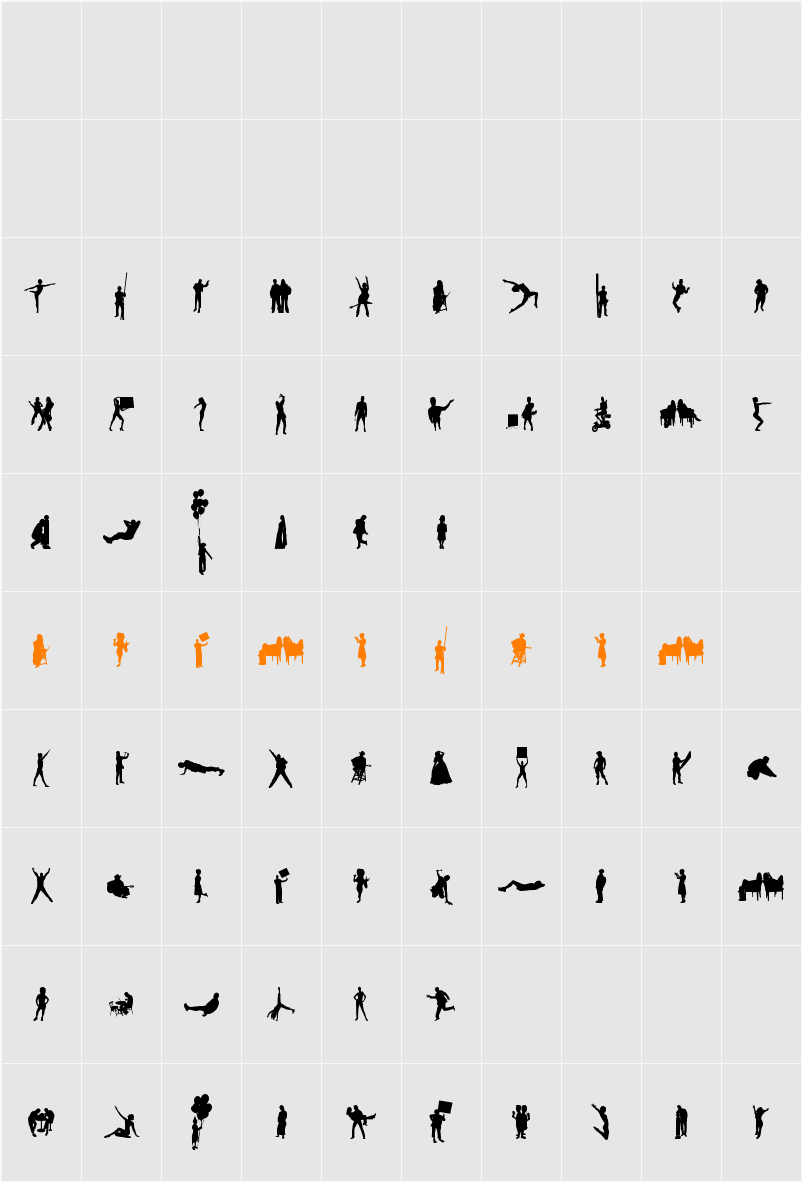 Human Silhouettes Free Three Character Map