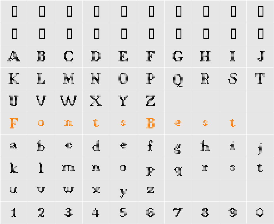 LLDCL Character Map