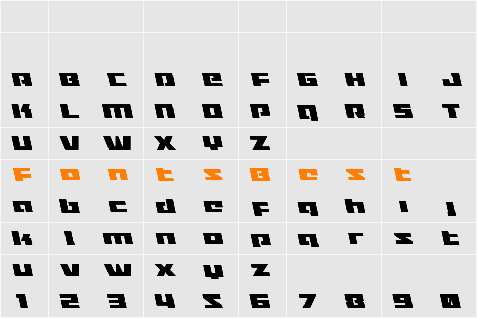Turbo Charge Leftalic Character Map