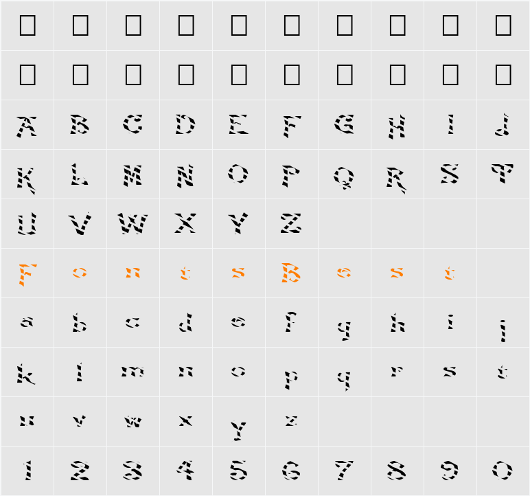 FZ JAZZY 21 STRIPED EX Character Map
