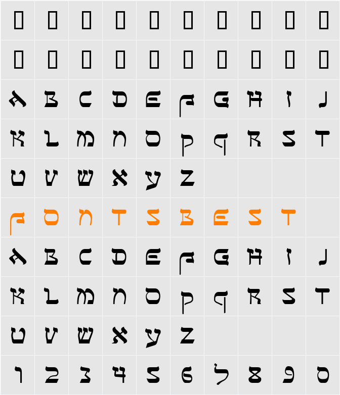 Sefer AH Character Map