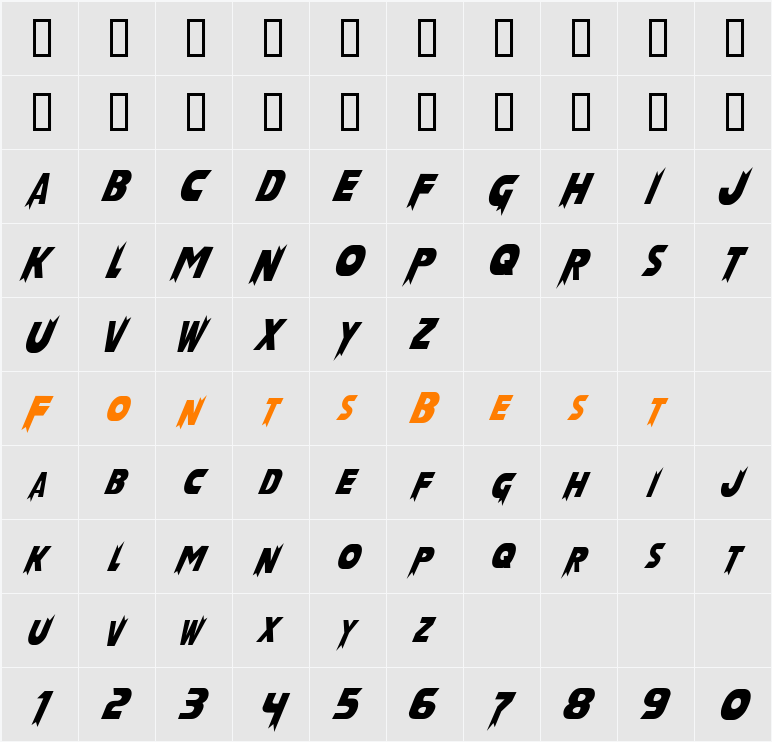Laser Rod Character Map