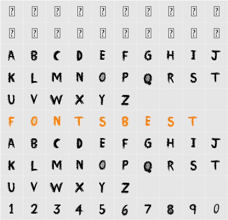 Font Insane Character Map