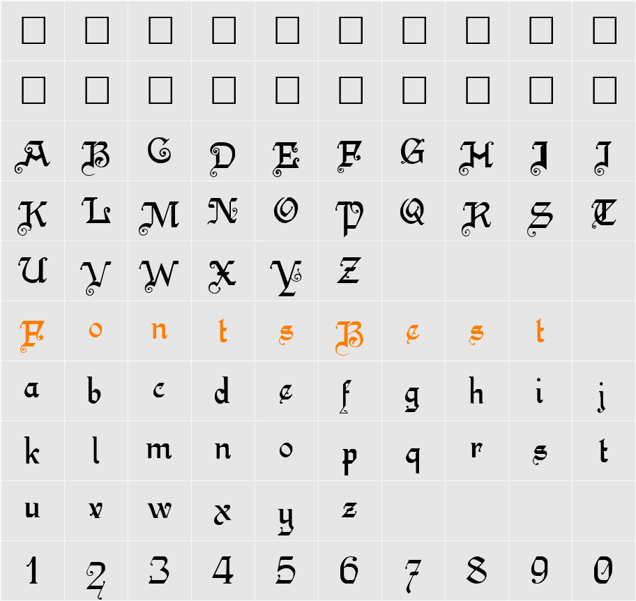 LadyText Black Character Map