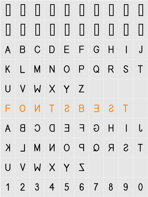 EFITYPE REVERSE Character Map