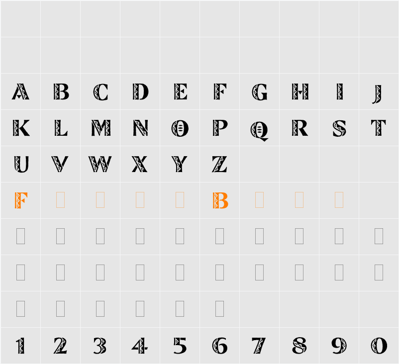 ZinjaroPlain Character Map