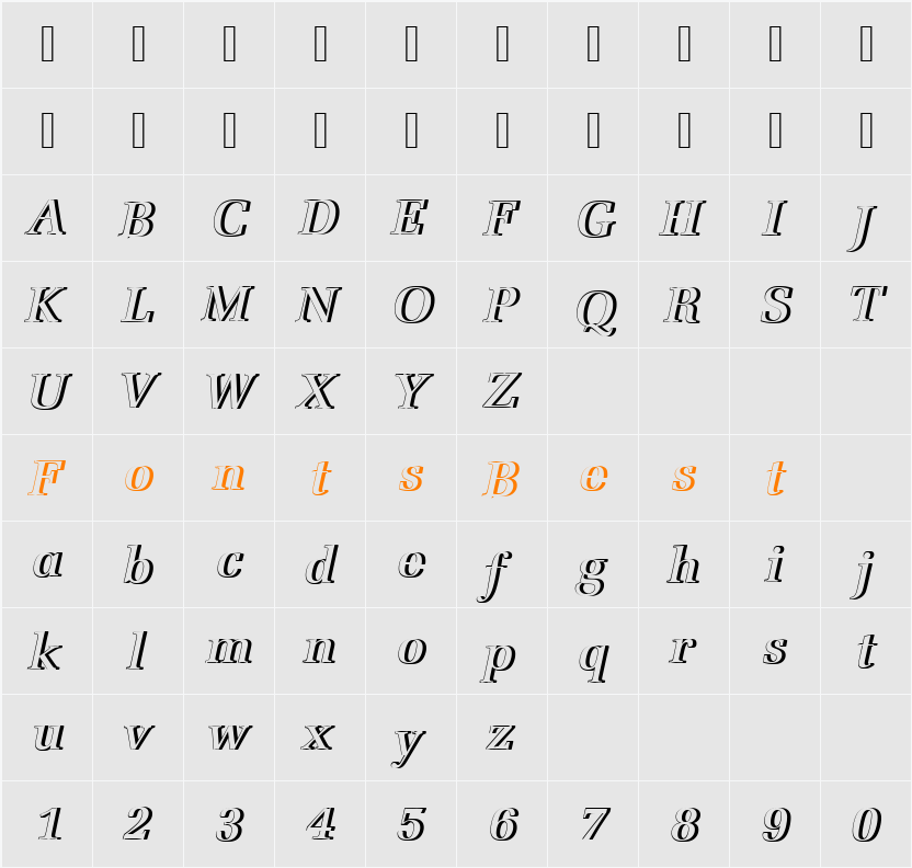 URWLatinoTMedItaRe1 Character Map