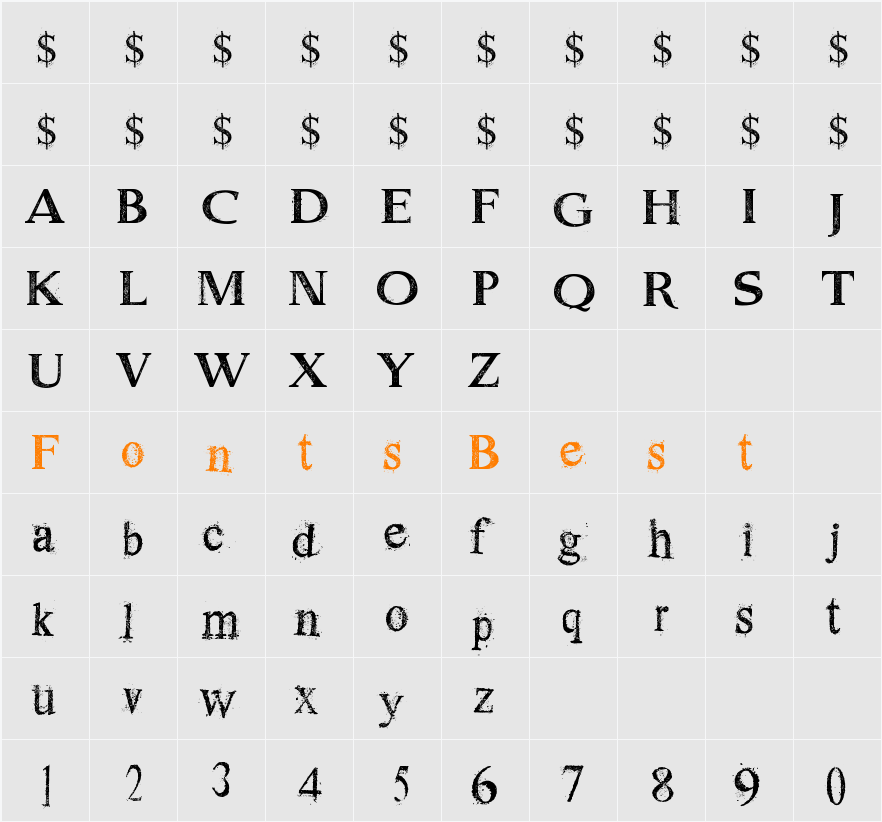 Dust Serif Character Map