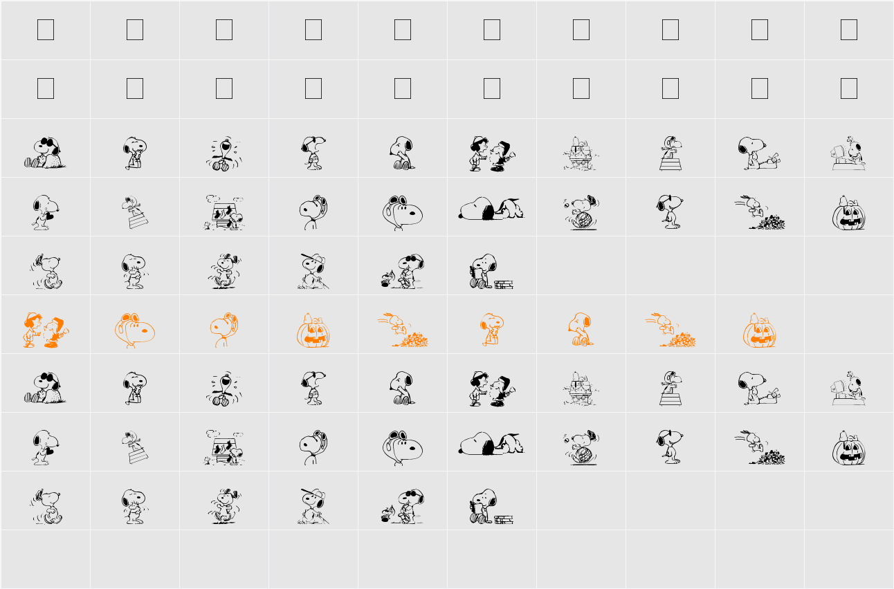 Snoopy Dings Character Map