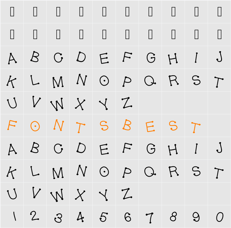 GelDoticaJumpy Character Map