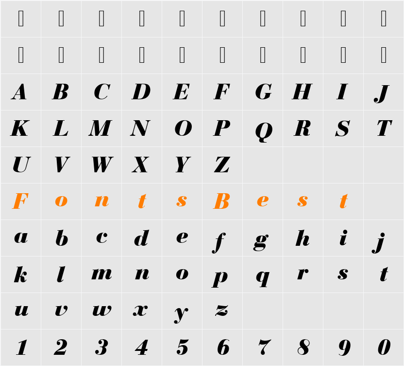 BodoniNo1URWT Character Map