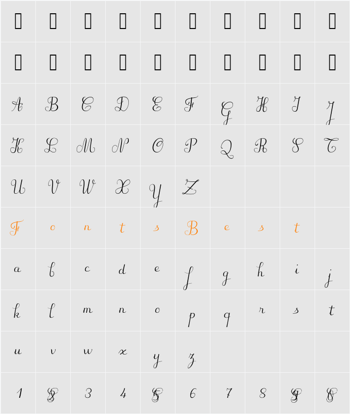 Suilly la Tour-Demo Character Map