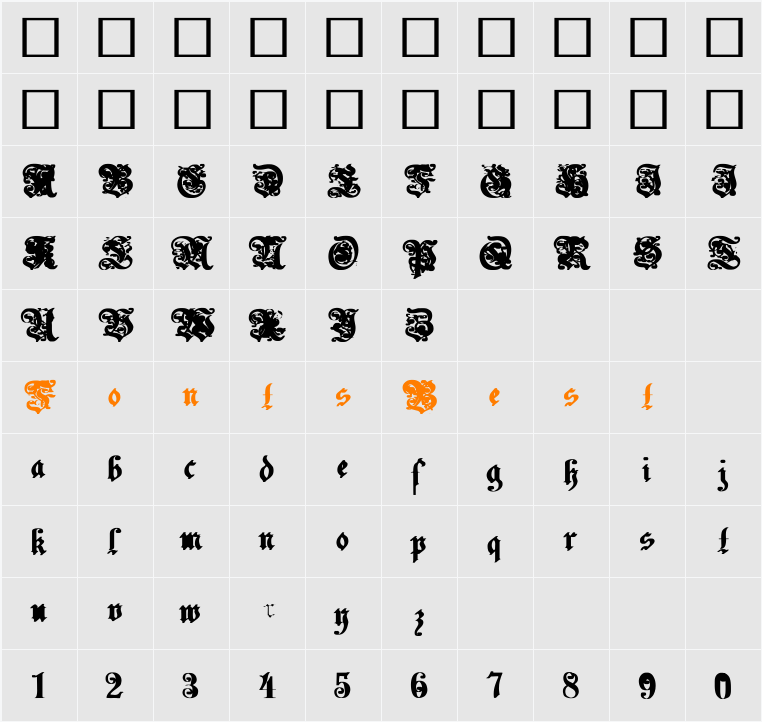 Uechi Bold Character Map
