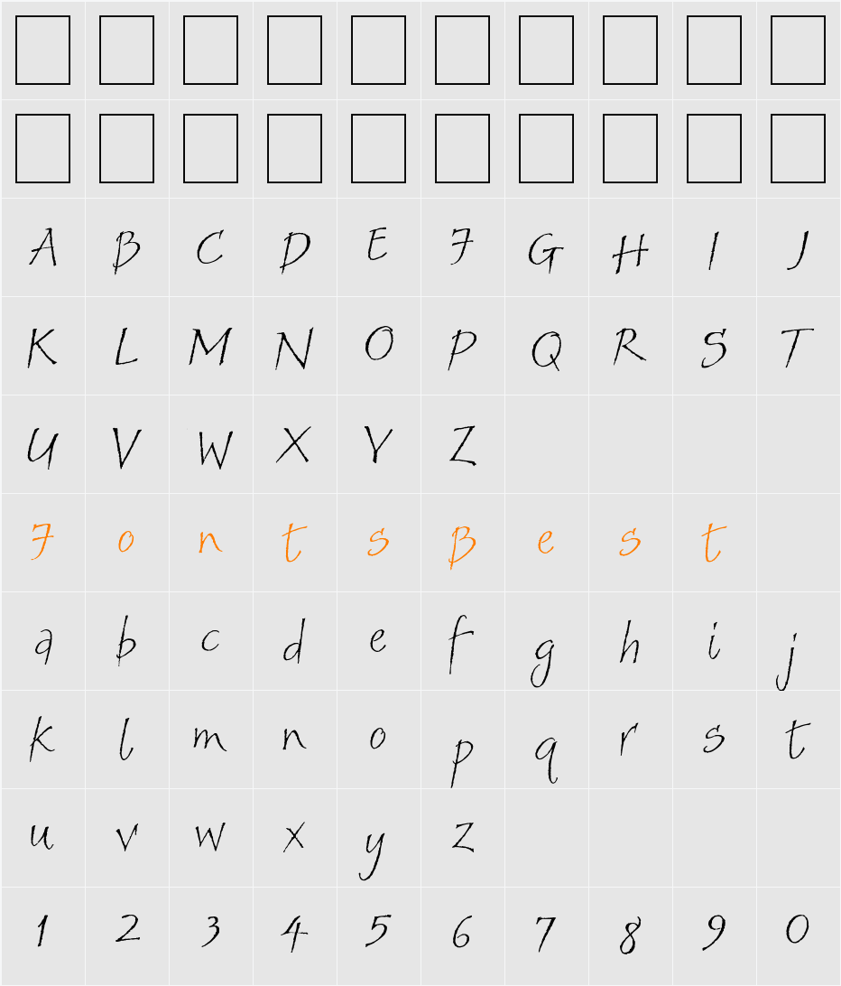 Sandals Character Map
