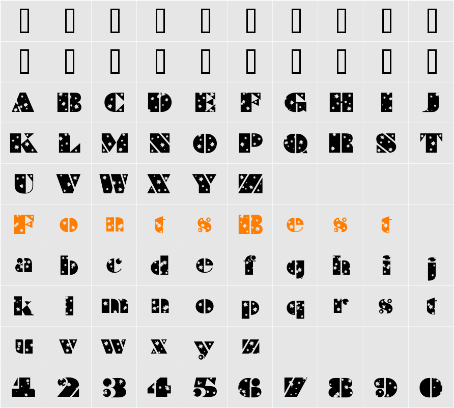 a_BraggaStars Character Map