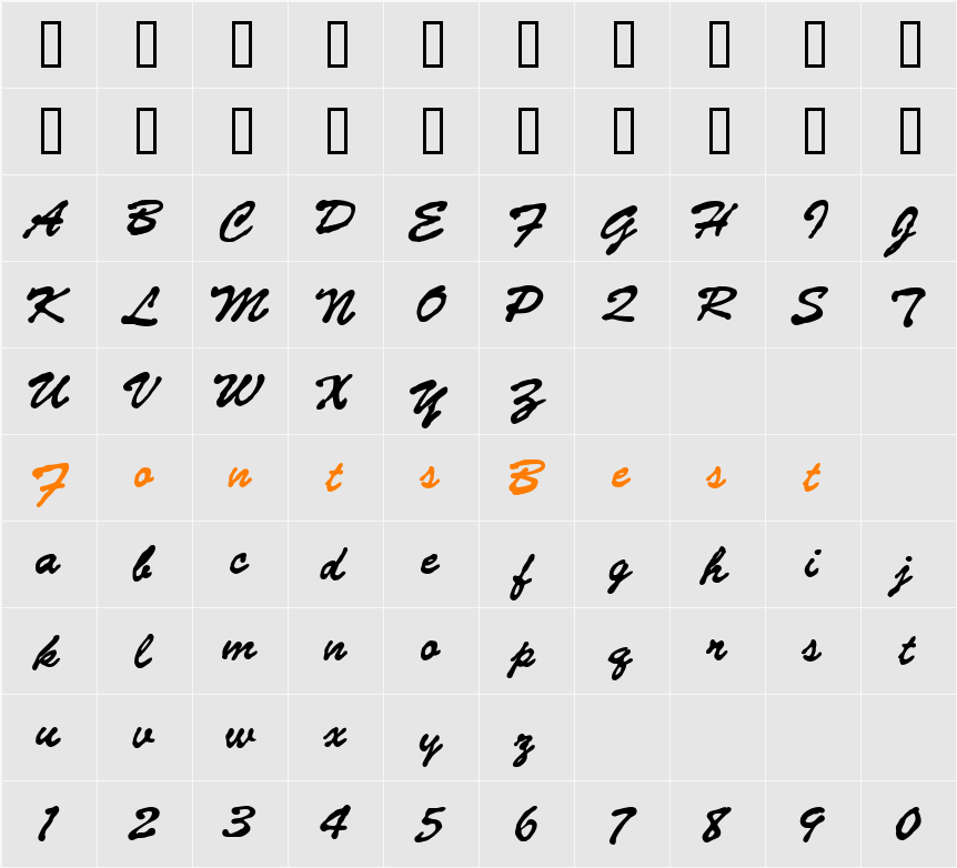 Bloop ScriptSolid Character Map