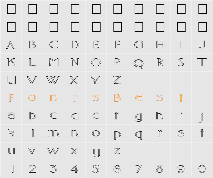 FZ BASIC 10 HOLLOW EX Character Map