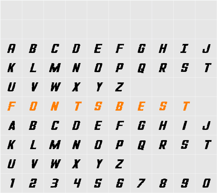 G.I. Incognito Squat Italic Character Map