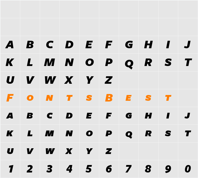 FreightSans BlackItalicSC Character Map