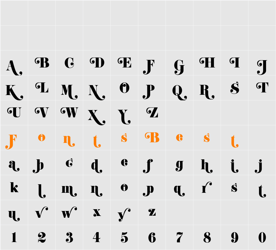 K22 Didoni Swash Character Map