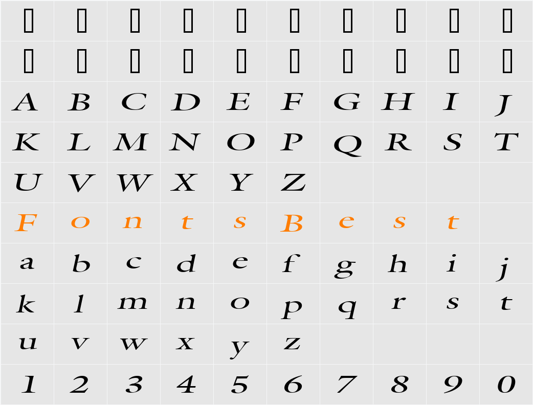 Galant Extended Character Map
