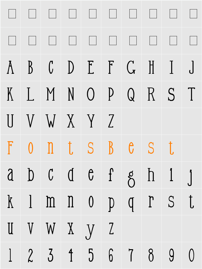 SP Toby Type Character Map
