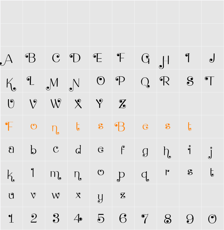 Brook Flair Swash Character Map