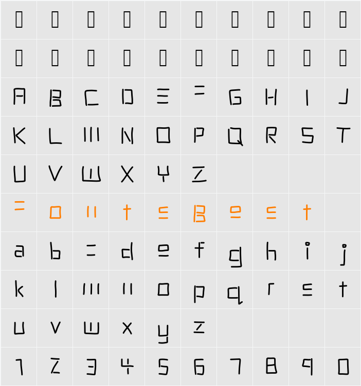Sunwave Character Map