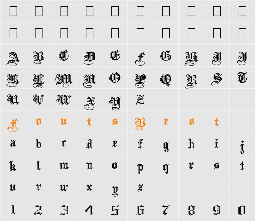 IncisedBlackWide Character Map