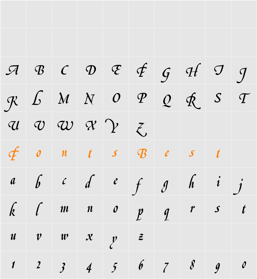Le Griffe Character Map