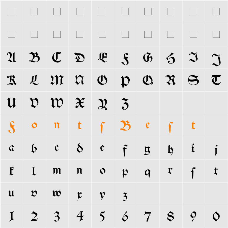Schwaben Alt Character Map