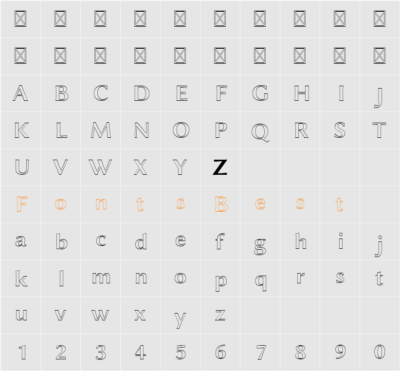 Linux Biolinum Outline Character Map