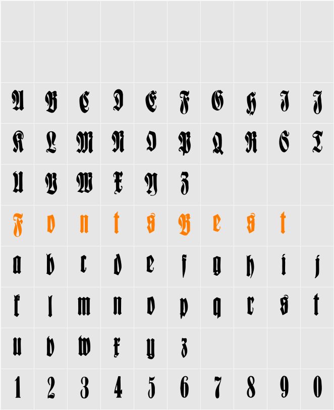 FrakturCondensedHeadlineExtra Character Map