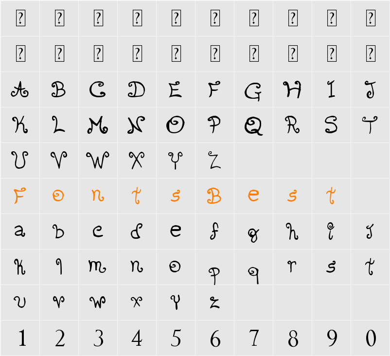 romanticfont2 Character Map
