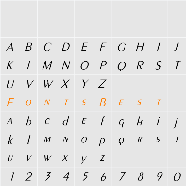 Peignot-Light Character Map